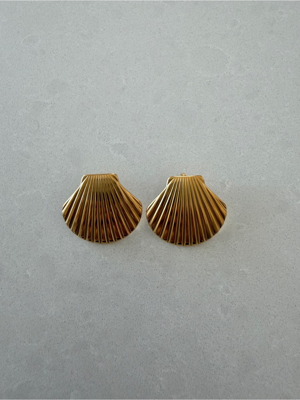 Gold Shell Fan Statement Earrings